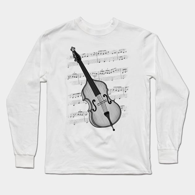 Double Bass Player Bassist String Musician Long Sleeve T-Shirt by doodlerob